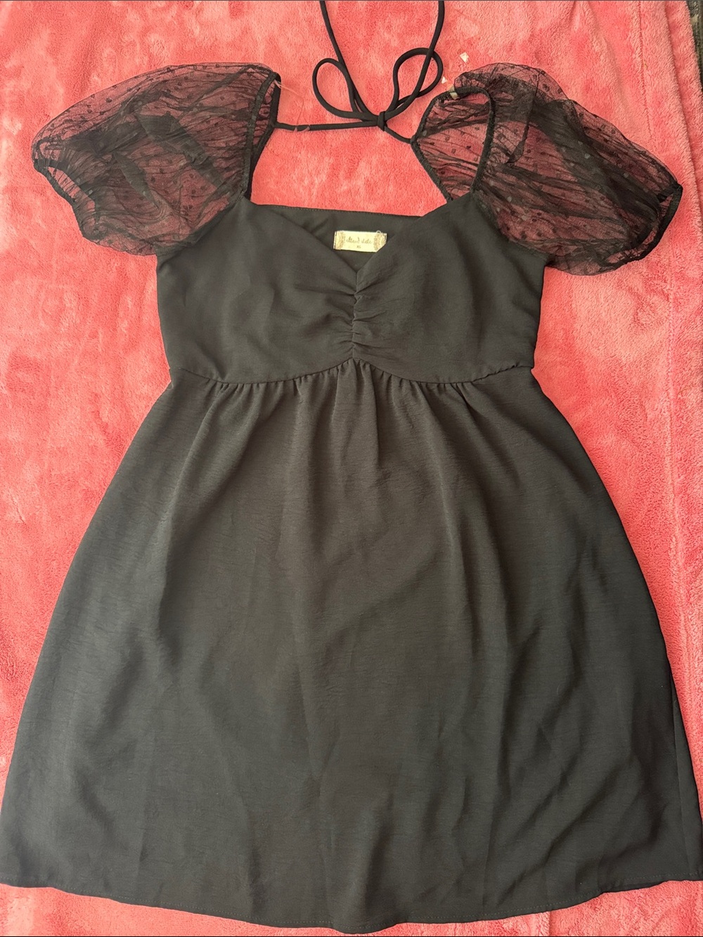 Altar’d State Black Puff Sleeve Babydoll Dress